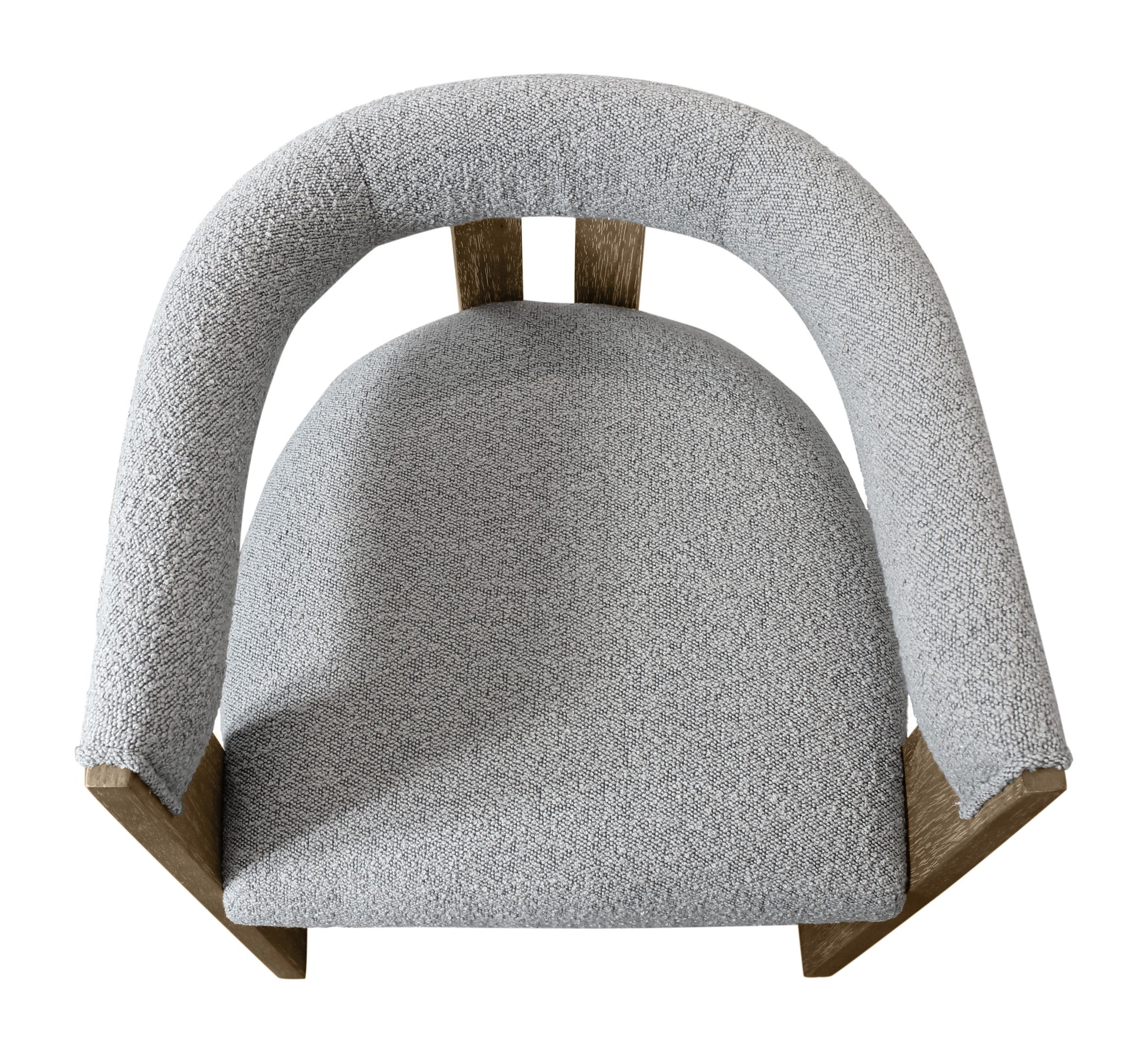 Gray and Brown Upholstered Boucle Open Back Dining Arm Chair-4