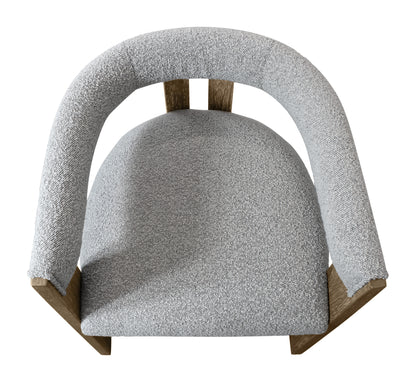Gray and Brown Upholstered Boucle Open Back Dining Arm Chair-4