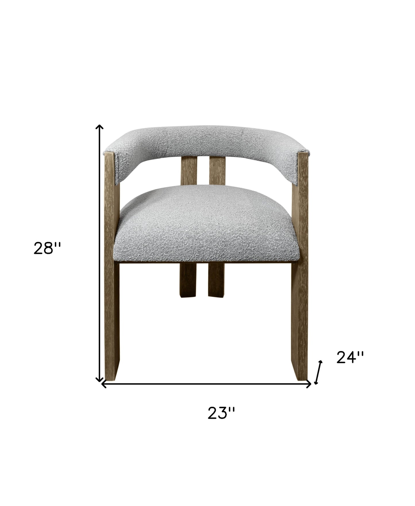 Gray and Brown Upholstered Boucle Open Back Dining Arm Chair-8