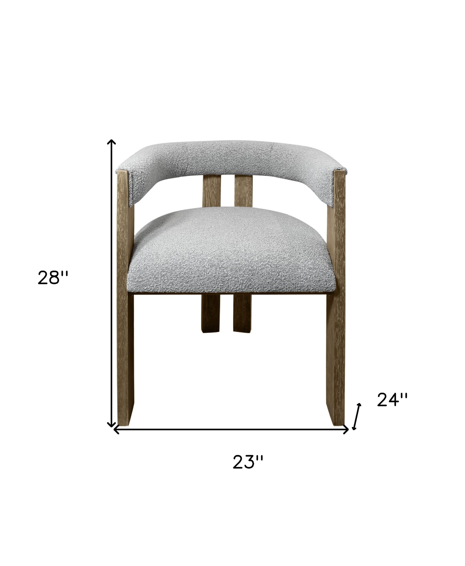 Gray and Brown Upholstered Boucle Open Back Dining Arm Chair-8