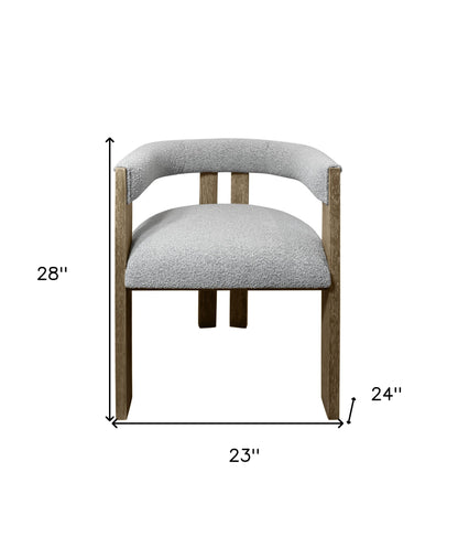 Gray and Brown Upholstered Boucle Open Back Dining Arm Chair-8