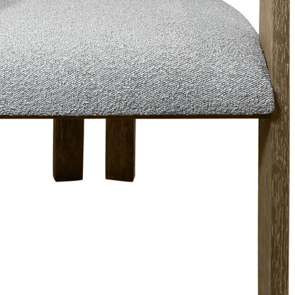 Gray and Brown Upholstered Boucle Open Back Dining Arm Chair-6