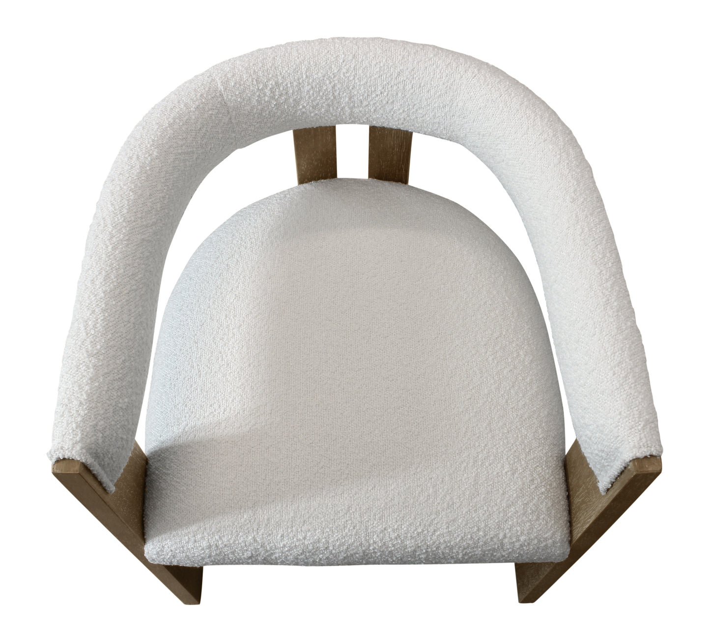Ivory and Brown Upholstered Boucle Open Back Dining Arm Chair-3