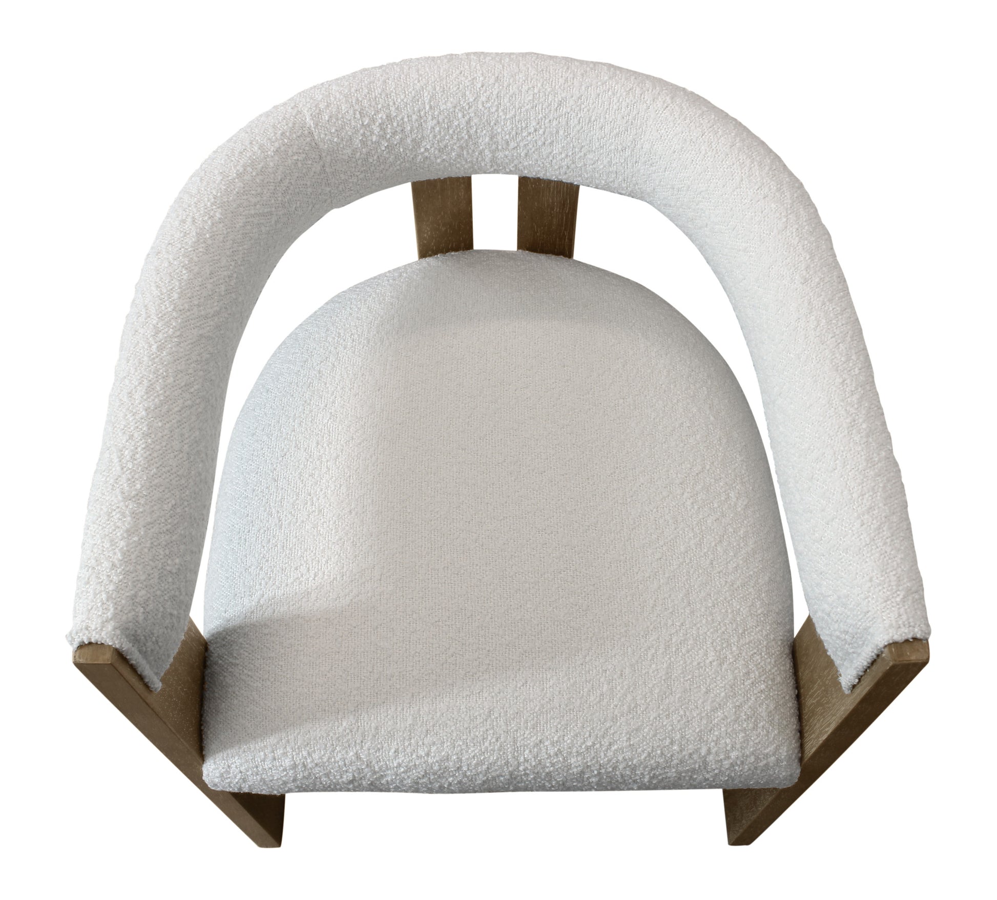 Ivory and Brown Upholstered Boucle Open Back Dining Arm Chair-3