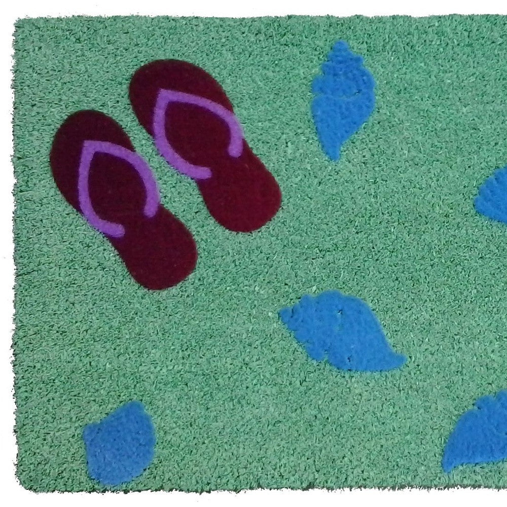 18" X 30" Green Coir Flip Flop Outdoor Door Mat-2