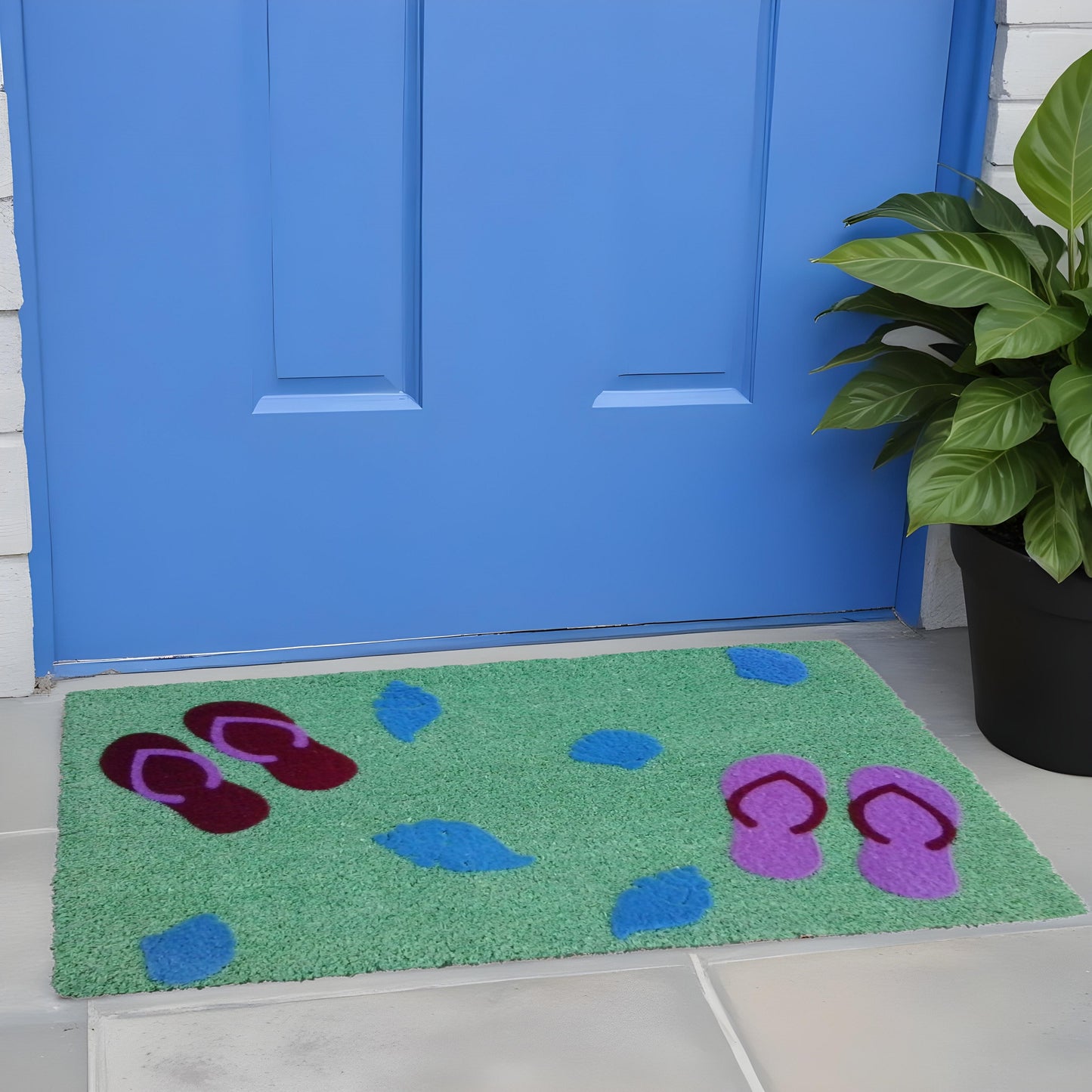 18" X 30" Green Coir Flip Flop Outdoor Door Mat-1