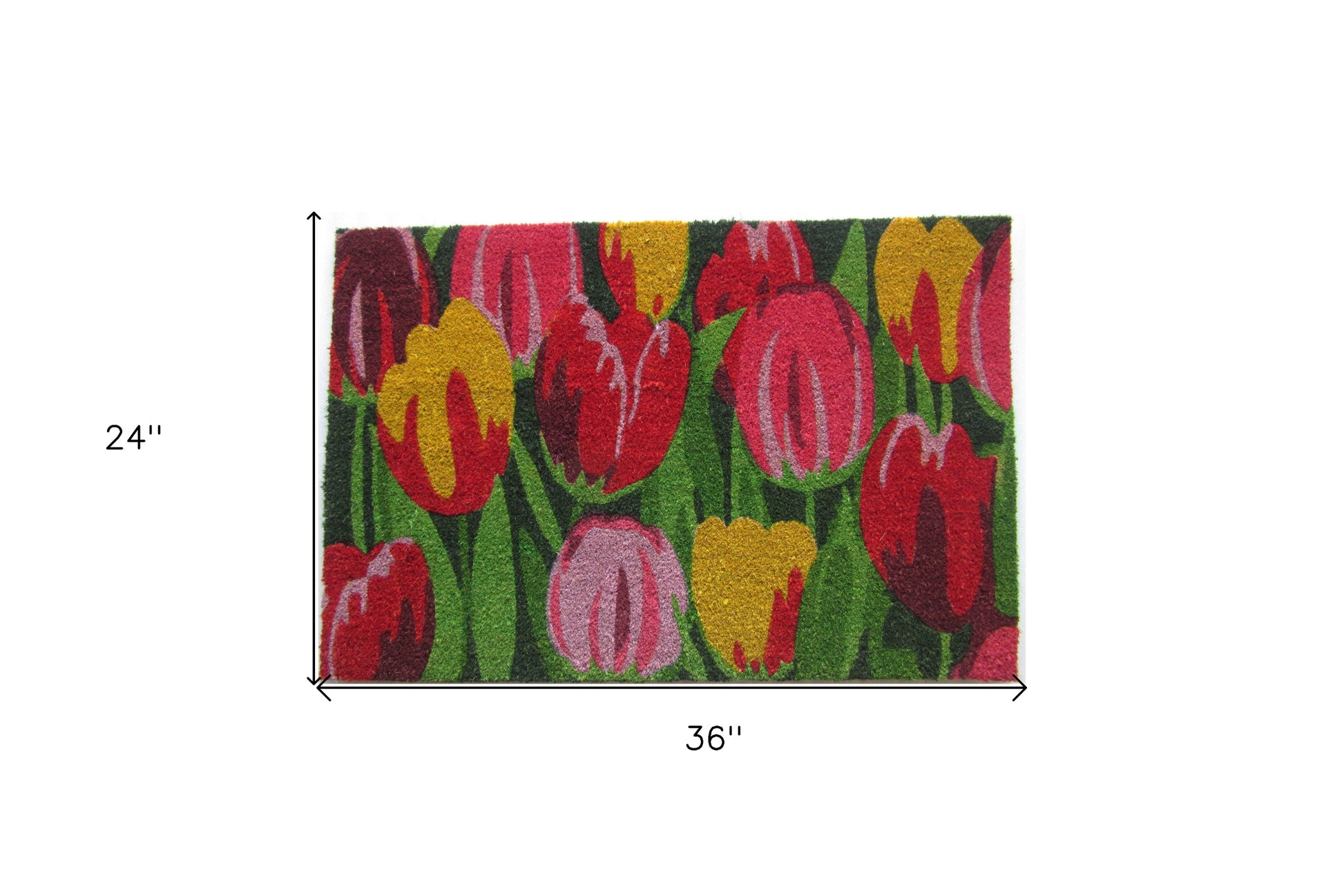 24" X 36" Red and Green Coir Floral Outdoor Spring Door Mat-5