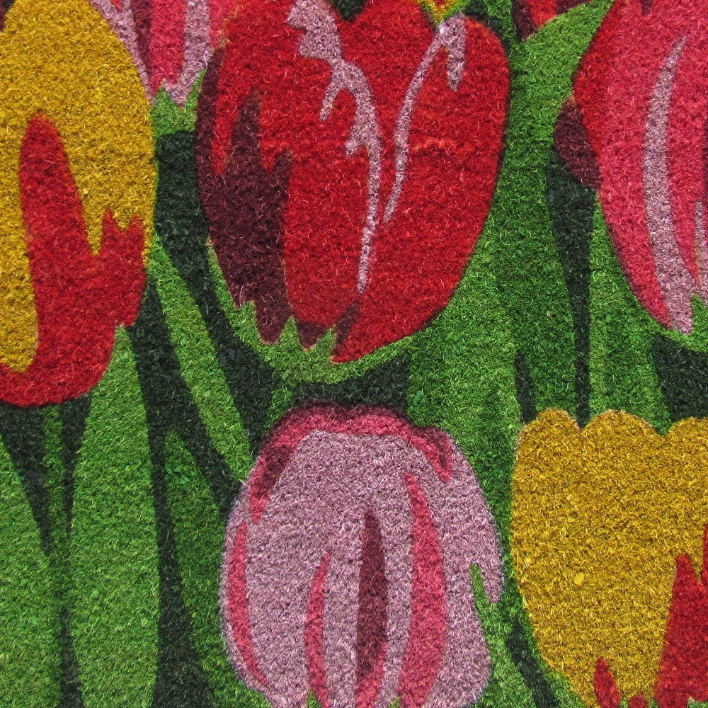 24" X 36" Red and Green Coir Floral Outdoor Spring Door Mat-2
