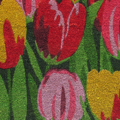 24" X 36" Red and Green Coir Floral Outdoor Spring Door Mat-2
