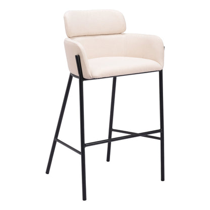 30" Beige And Black Fabric And Steel Bar Height Bar Chair-2