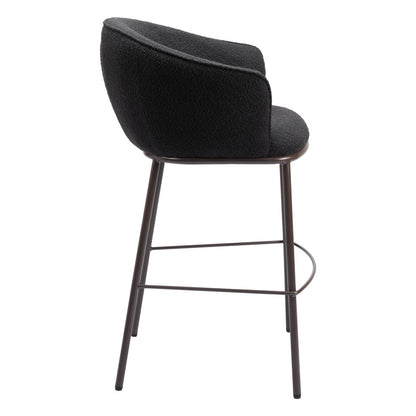 30" Black And Bronze Shearling And Steel Bar Height Bar Chair-5