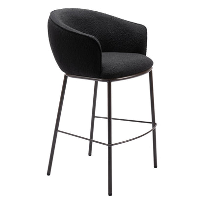 30" Black And Bronze Shearling And Steel Bar Height Bar Chair-6