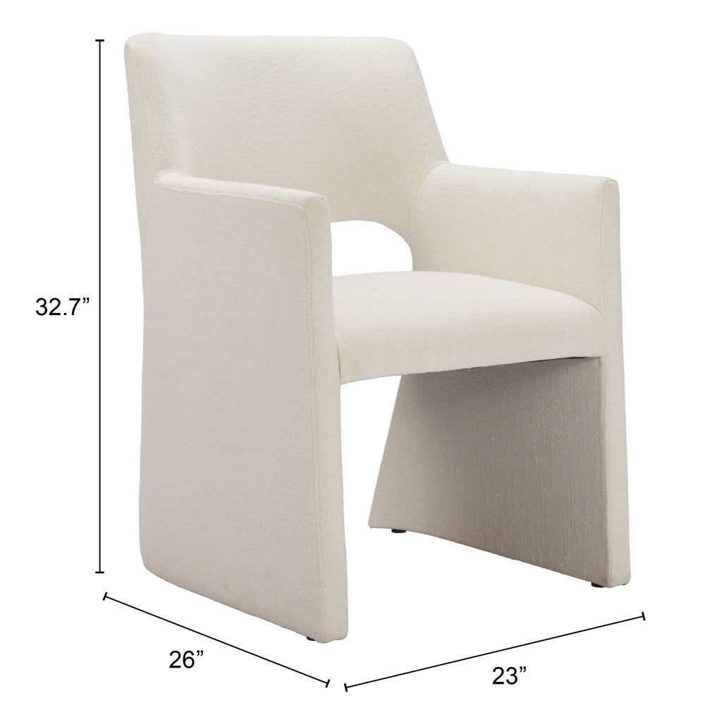 White Upholstered Faux Linen Dining Arm Chair-8