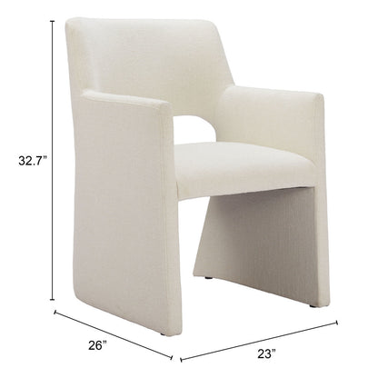 White Upholstered Faux Linen Dining Arm Chair-8
