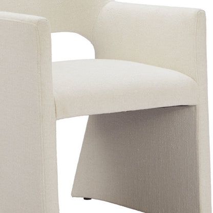 White Upholstered Faux Linen Dining Arm Chair-6