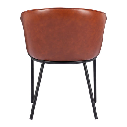 Brown and Black Upholstered Faux Leather Dining Arm Chair-4
