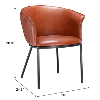 Brown and Black Upholstered Faux Leather Dining Arm Chair-8