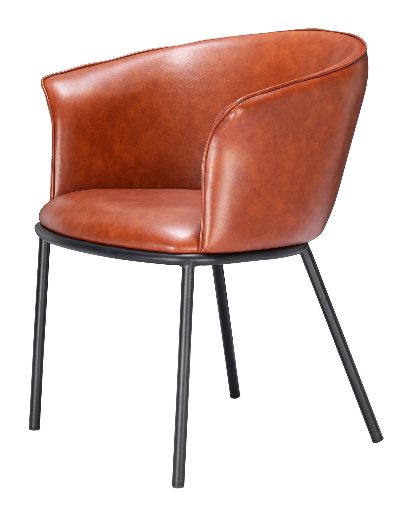 Brown and Black Upholstered Faux Leather Dining Arm Chair-6
