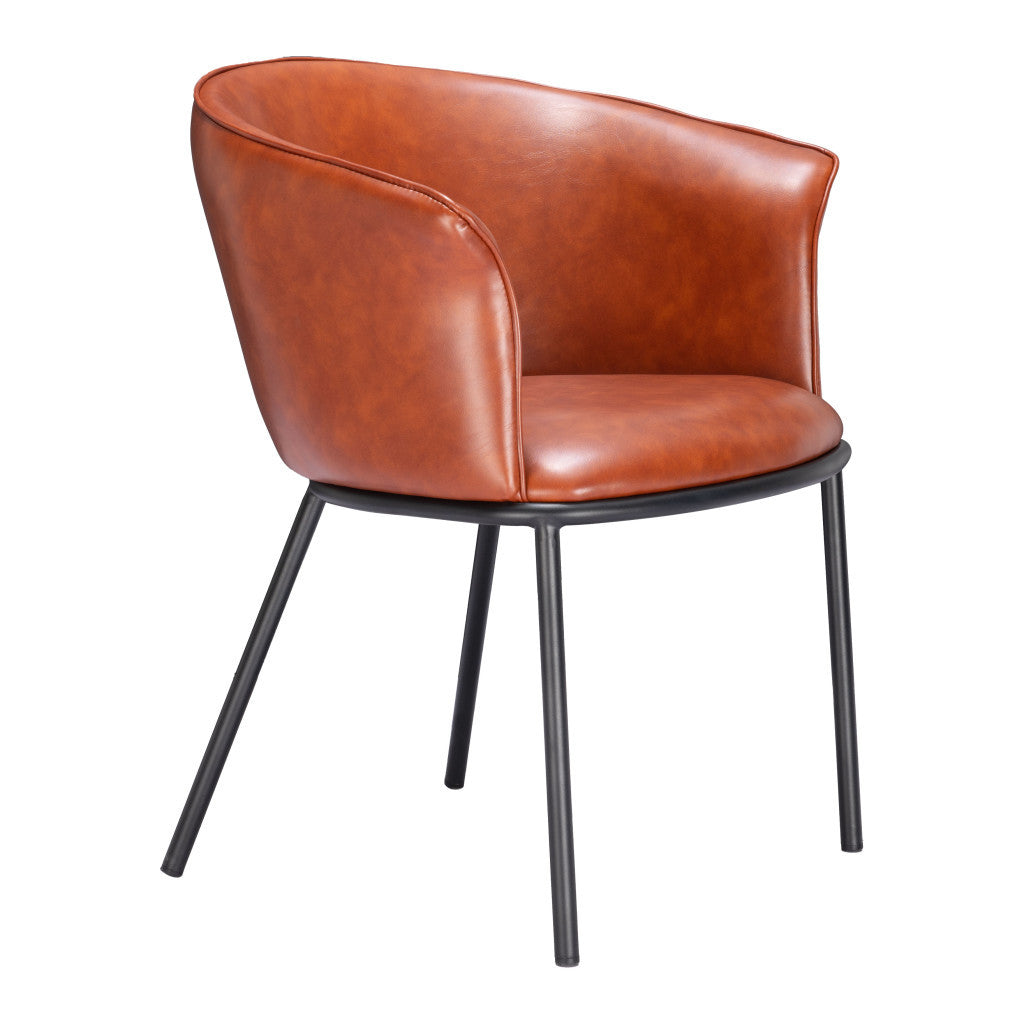 Brown and Black Upholstered Faux Leather Dining Arm Chair-7