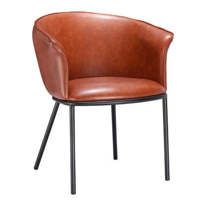 Brown and Black Upholstered Faux Leather Dining Arm Chair-1