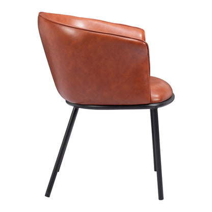 Brown and Black Upholstered Faux Leather Dining Arm Chair-2