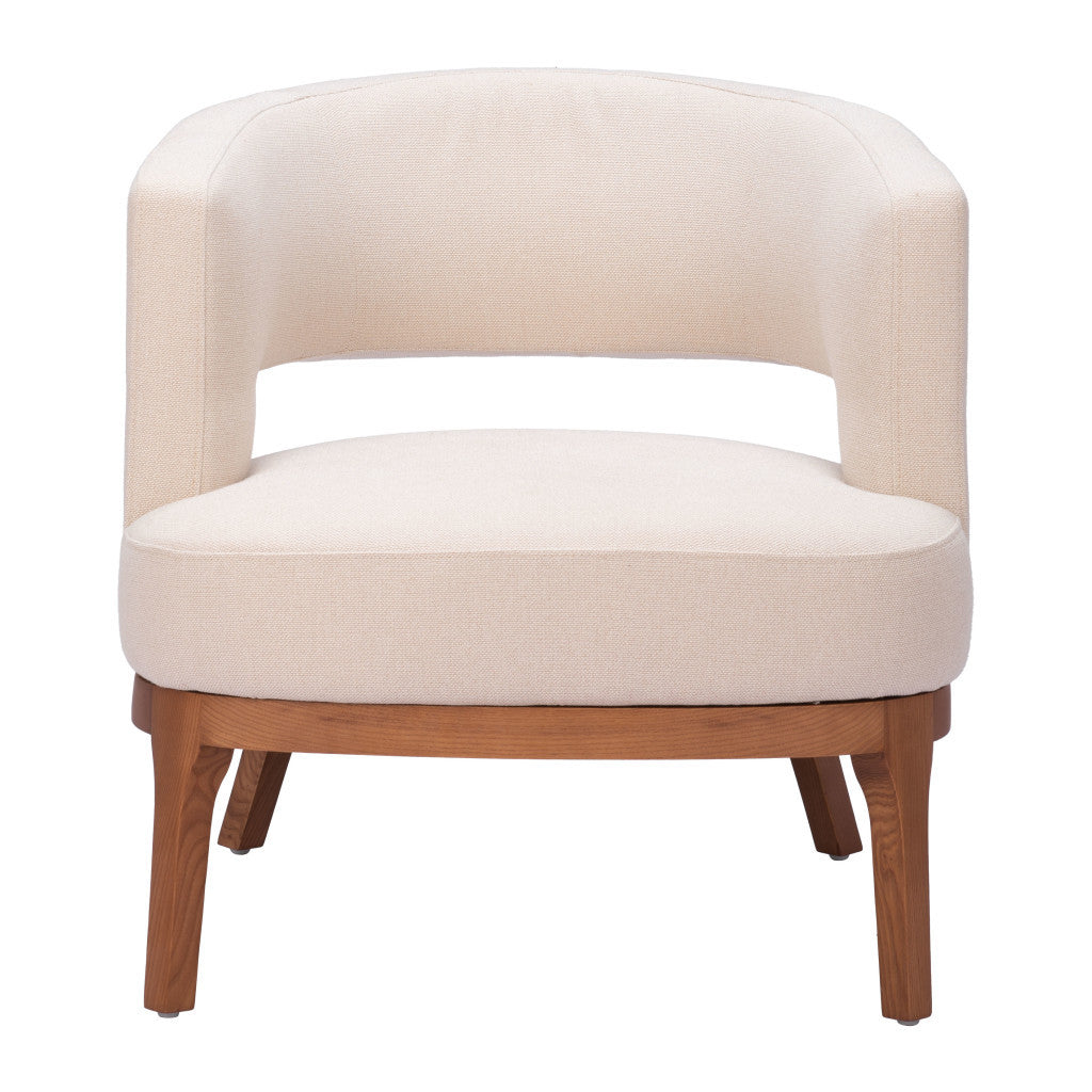 27" Beige And Brown Upholstered Arm Chair-2