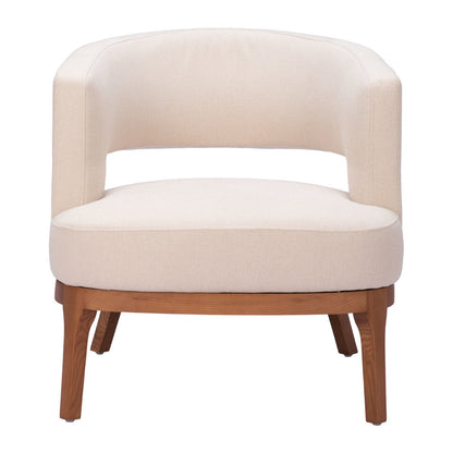 27" Beige And Brown Upholstered Arm Chair-2