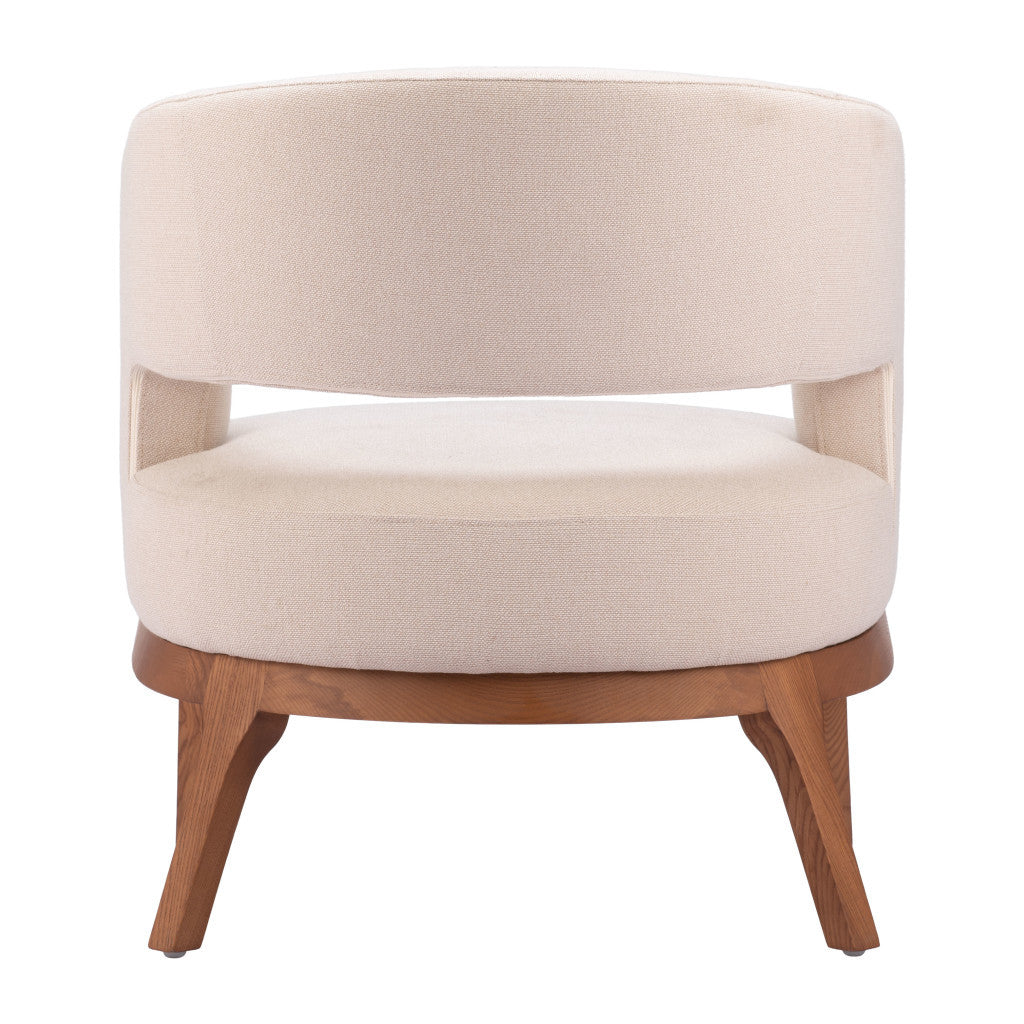 27" Beige And Brown Upholstered Arm Chair-3