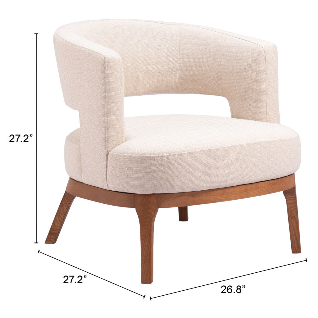 27" Beige And Brown Upholstered Arm Chair-8