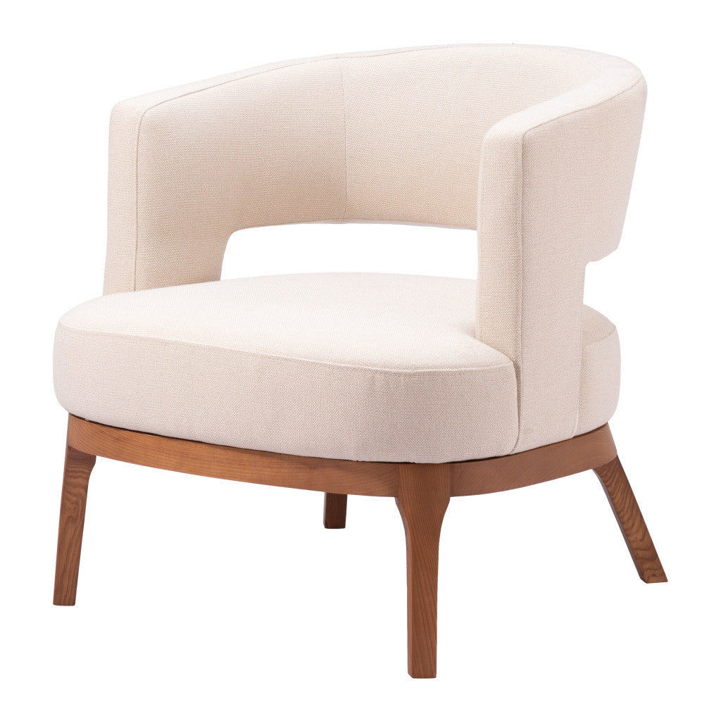 27" Beige And Brown Upholstered Arm Chair-4