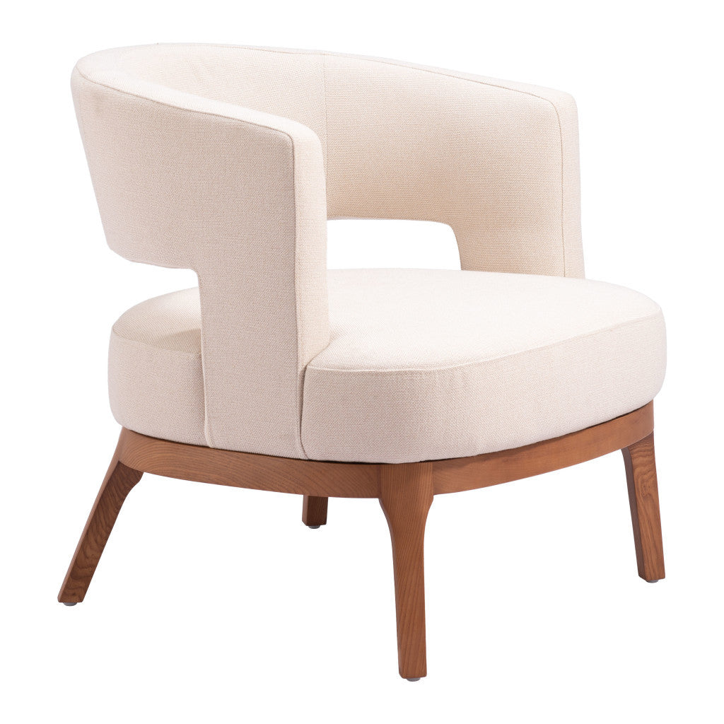 27" Beige And Brown Upholstered Arm Chair-7