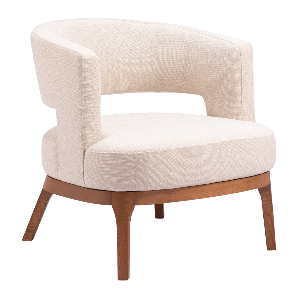 27" Beige And Brown Upholstered Arm Chair-1