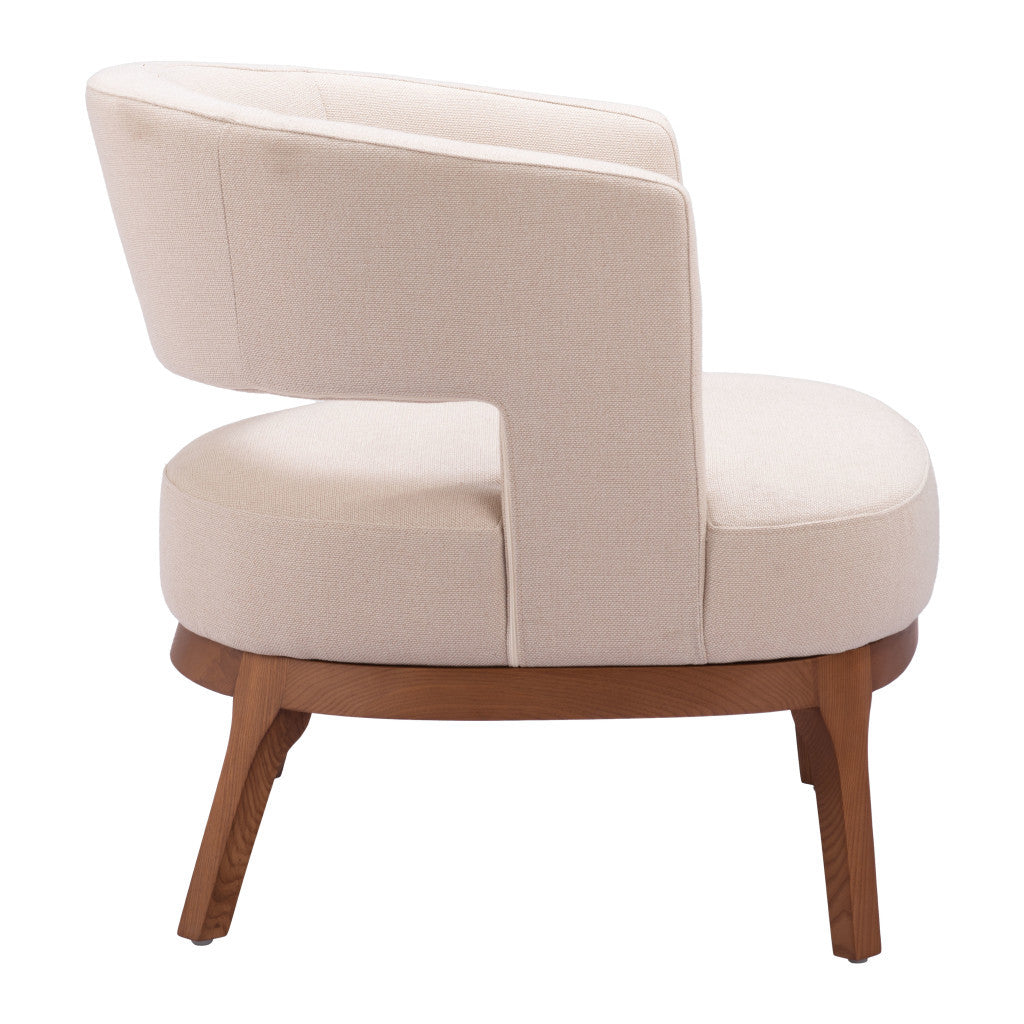 27" Beige And Brown Upholstered Arm Chair-5