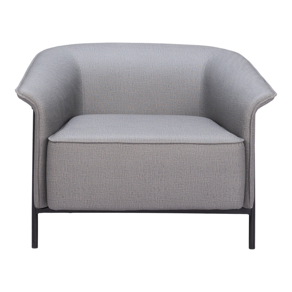 35" Slate Gray And Black Faux Leather Arm Chair-3