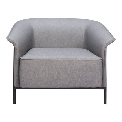 35" Slate Gray And Black Faux Leather Arm Chair-3