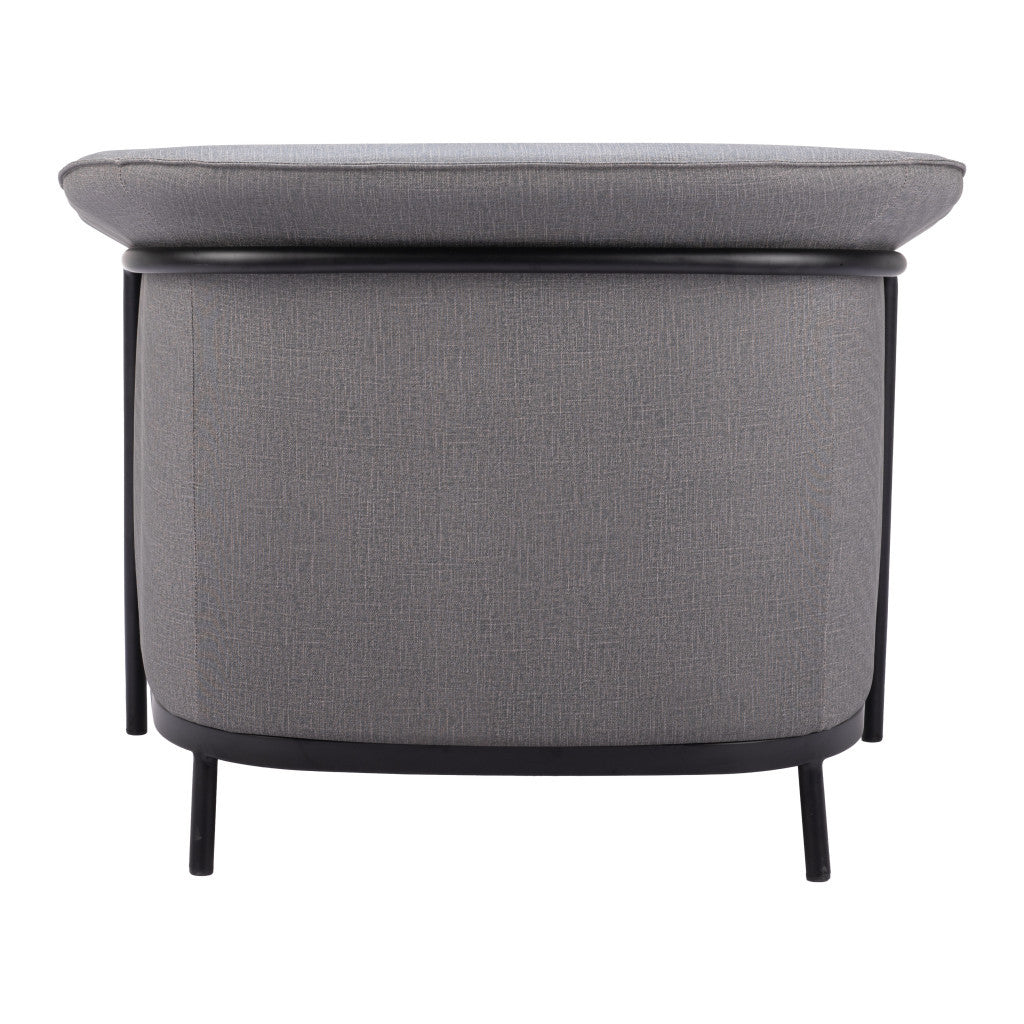 35" Slate Gray And Black Faux Leather Arm Chair-4