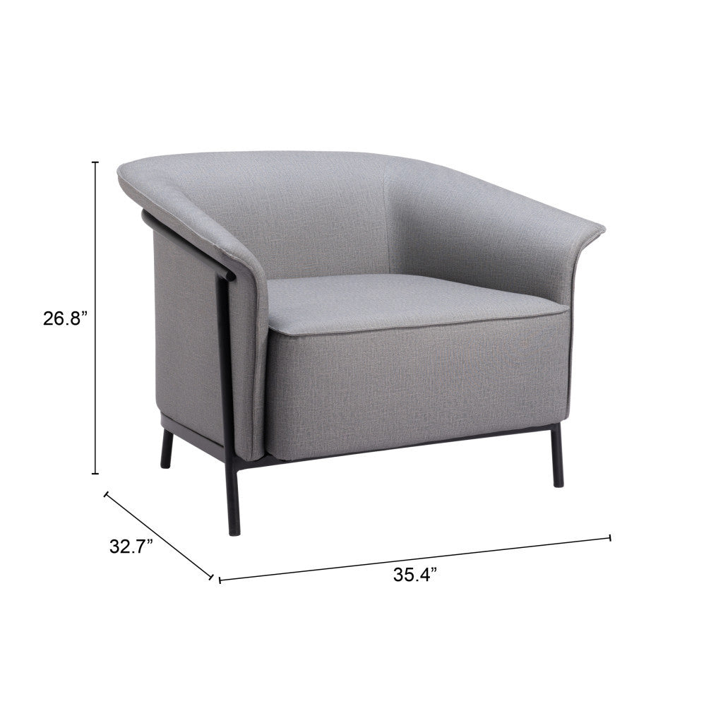35" Slate Gray And Black Faux Leather Arm Chair-8