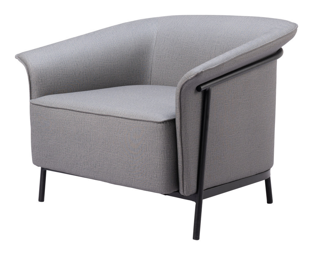 35" Slate Gray And Black Faux Leather Arm Chair-5