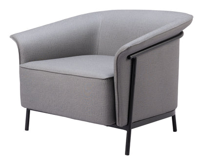 35" Slate Gray And Black Faux Leather Arm Chair-6