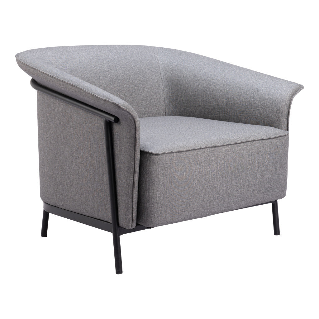 35" Slate Gray And Black Faux Leather Arm Chair-7
