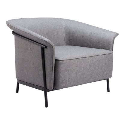35" Slate Gray And Black Faux Leather Arm Chair-7