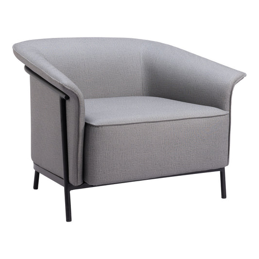 35" Slate Gray And Black Faux Leather Arm Chair-0