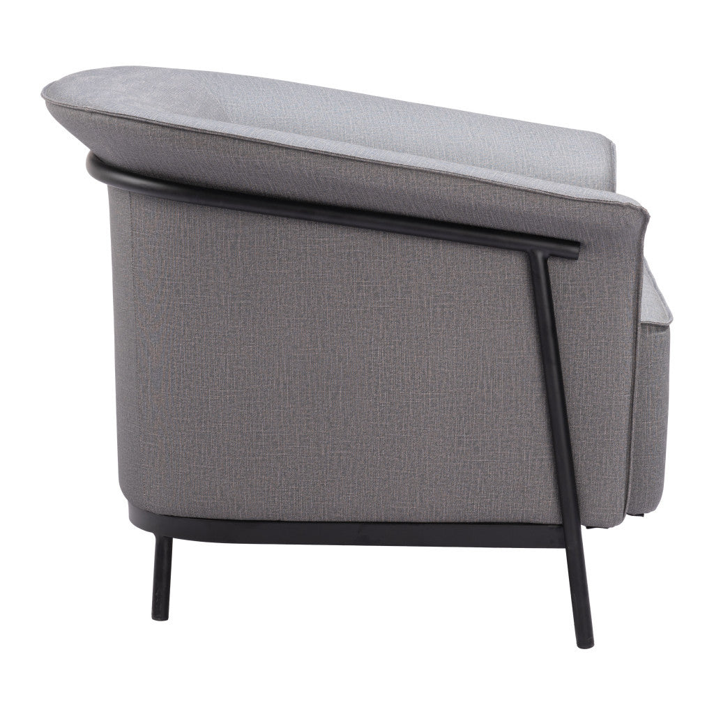 35" Slate Gray And Black Faux Leather Arm Chair-2