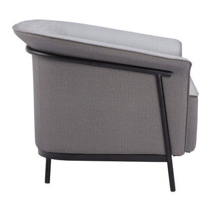35" Slate Gray And Black Faux Leather Arm Chair-2