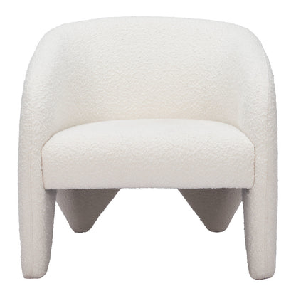 30" White Faux Shearling And Upholstered Arm Chair-3