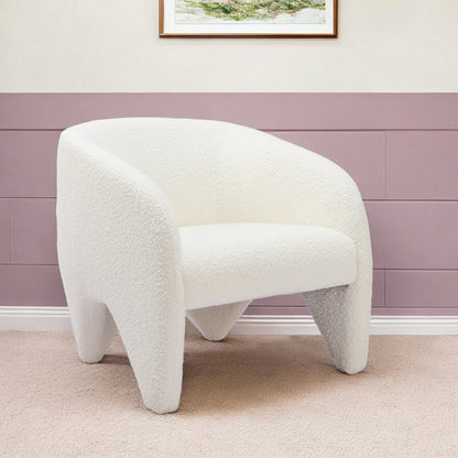 30" White Faux Shearling And Upholstered Arm Chair-1