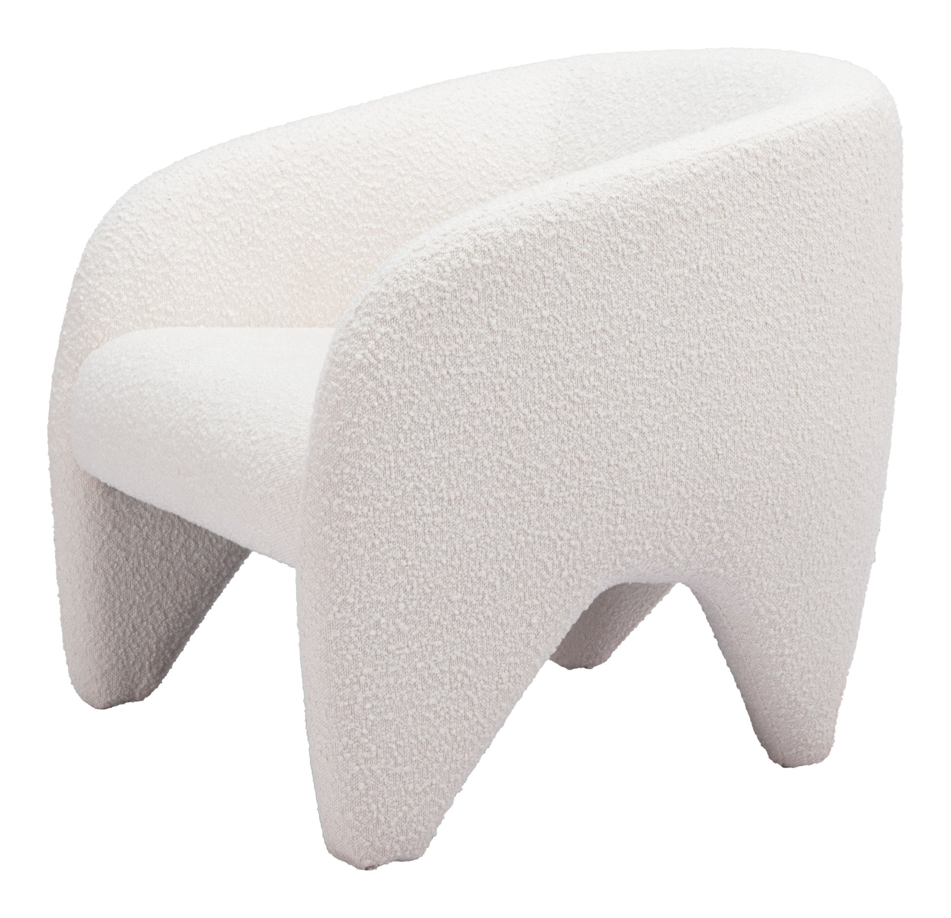 30" White Faux Shearling And Upholstered Arm Chair-5