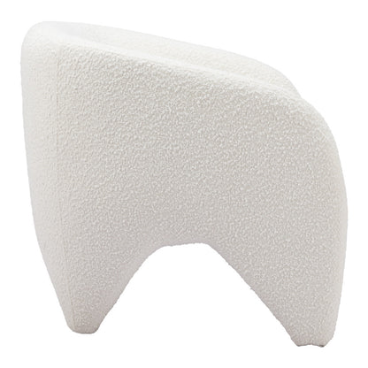 30" White Faux Shearling And Upholstered Arm Chair-2