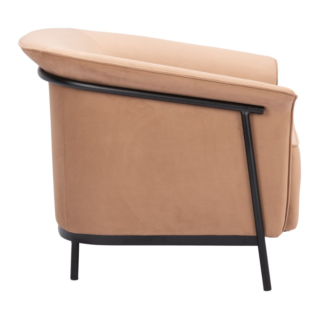 35" Tan And Black Upholstered Arm Chair-2