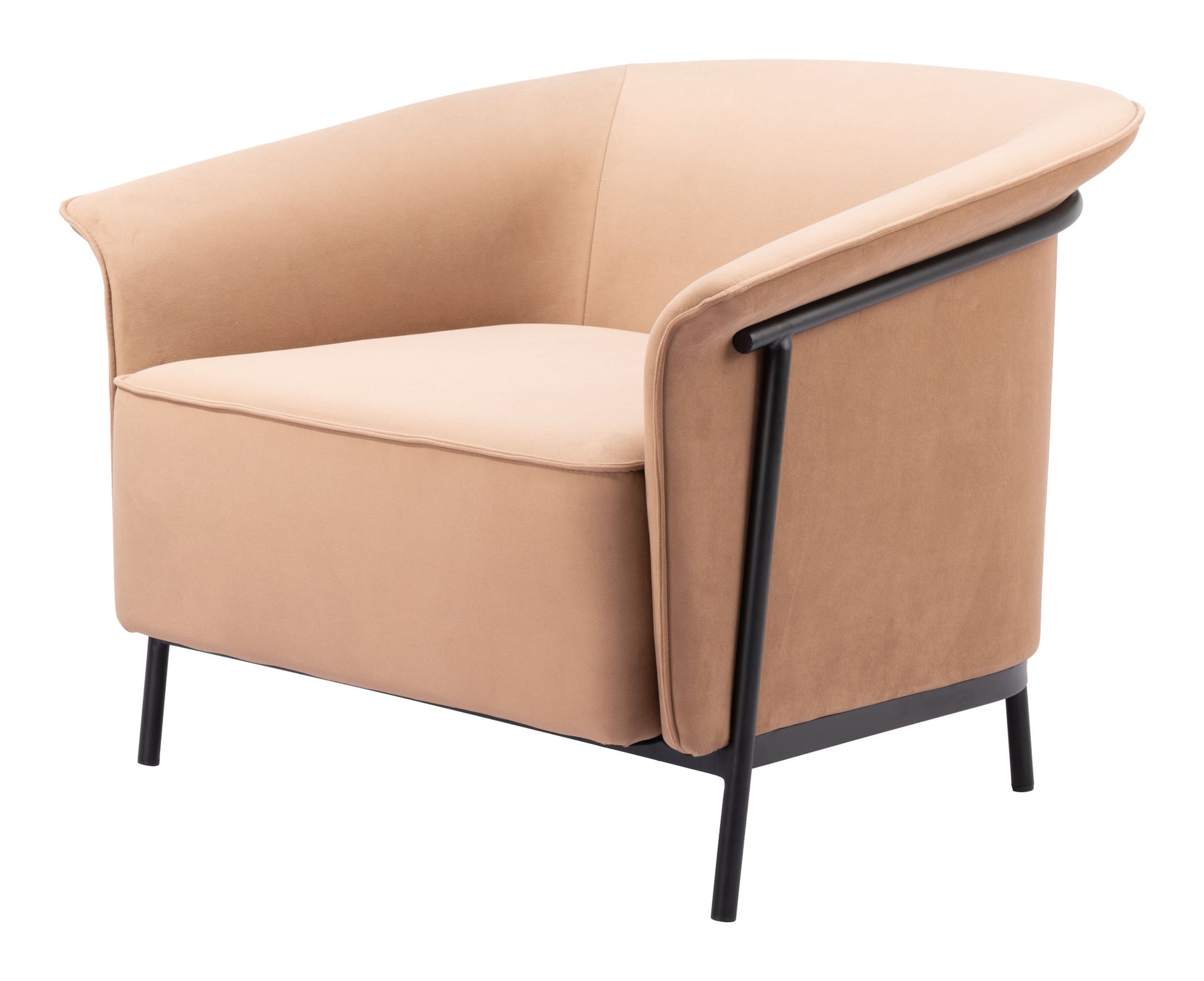 35" Tan And Black Upholstered Arm Chair-5